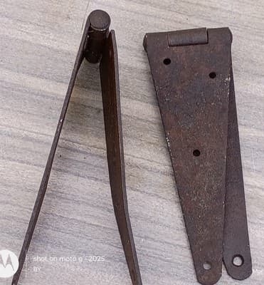Antique Rusted Iron Strap Hinges Brown Set of 2 Vintage Door Hardware - Image 1