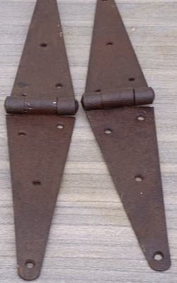 Antique Rusted Iron Strap Hinges Brown Set of 2 Vintage Door Hardware - Thumbnail 2
