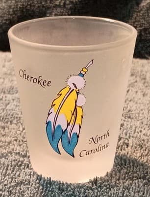 Cherokee Nation Seal & North Carolina Shot Glassed Native American (RARE) 1980'S - Thumbnail 5