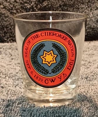 Cherokee Nation Seal & North Carolina Shot Glassed Native American (RARE) 1980'S - Thumbnail 3