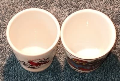 Virginia State Painted Ceramic Shot Glasses Set of 2 Vintage 1980's - Thumbnail 2