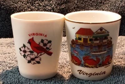 Virginia State Painted Ceramic Shot Glasses Set of 2 Vintage 1980's - Image 1