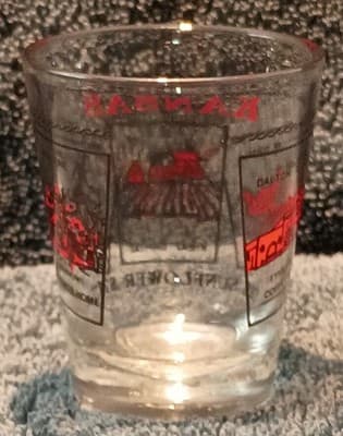 Kansas The Sunflower State Painted Shot Glass Clear Red Black Vintage 1980's - Thumbnail 3