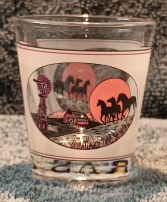Nebraska Painted Horse Scene Shot Glass Clear Multicolor Vintage 1980's (RARE) - Thumbnail 3
