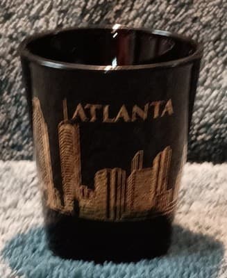 Atlanta Skyline 22 Karat Gold/Black Shot Glass Vintage 1980's (VERY RARE) - Image 1