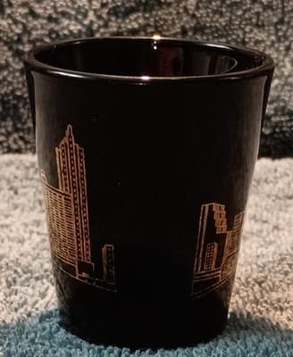 Atlanta Skyline 22 Karat Gold/Black Shot Glass Vintage 1980's (VERY RARE) - Thumbnail 3