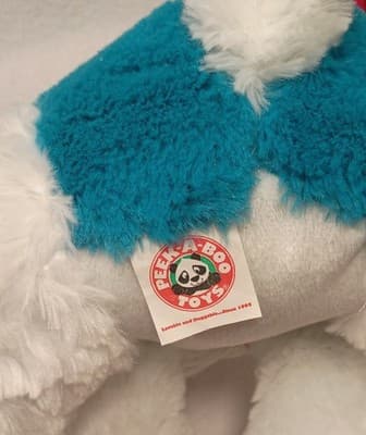 Peek-A-Boo Toys Christmas Washable Dog Stuffed Animal Blue White Red 55-786XMSK - Thumbnail 5