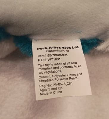 Peek-A-Boo Toys Christmas Washable Dog Stuffed Animal Blue White Red 55-786XMSK - Thumbnail 6