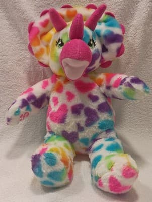 Build-A-Bear Workshop Multicolor Triceratops Stuffed Animal Rainbow Heart Washa… - Image 1