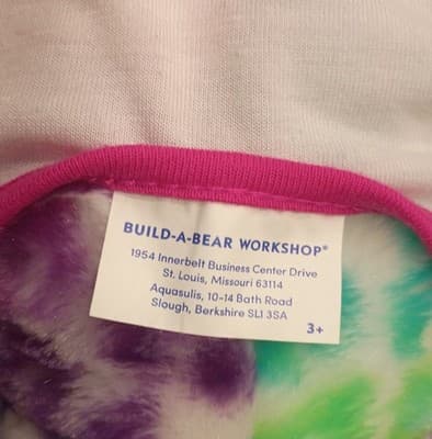 Build-A-Bear Workshop Multicolor Plush Bear Rainbow Tie-Dye with LOVE Shirt 2017 - Thumbnail 4