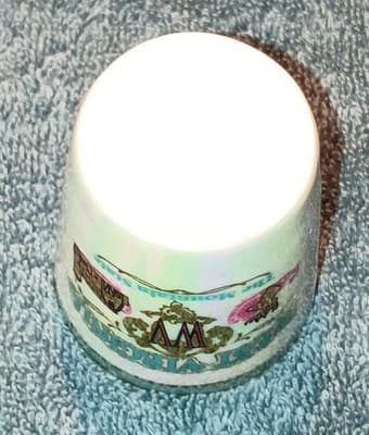 West Virginia Mother Of Pearl Porcelain Shot Glass Vintage 1980's (VERY RARE) - Thumbnail 4