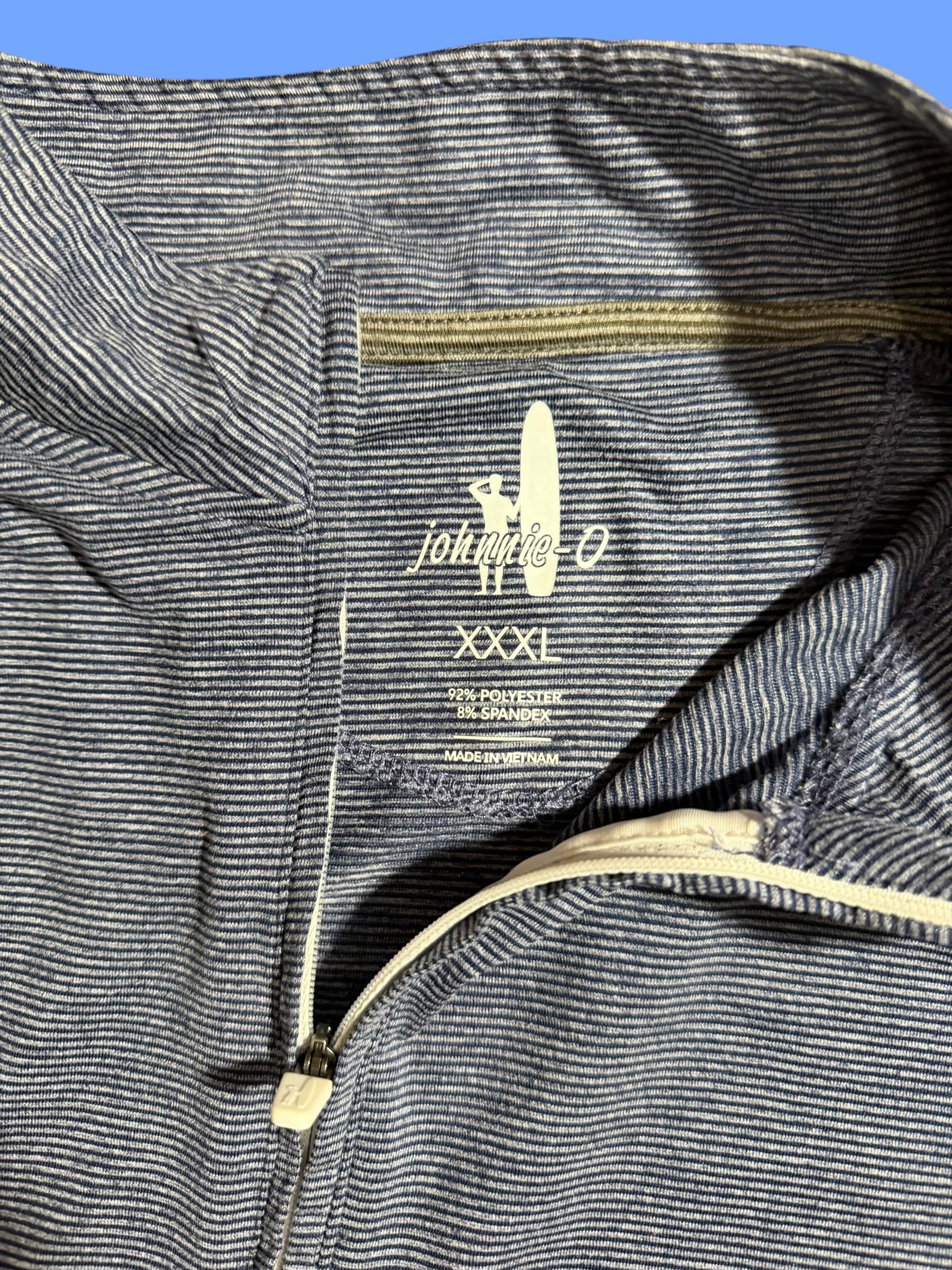 Johnnie-O XXXL Quarter Zip Pullover Navy Stripe Golf Links Performance Stretch - Thumbnail 3