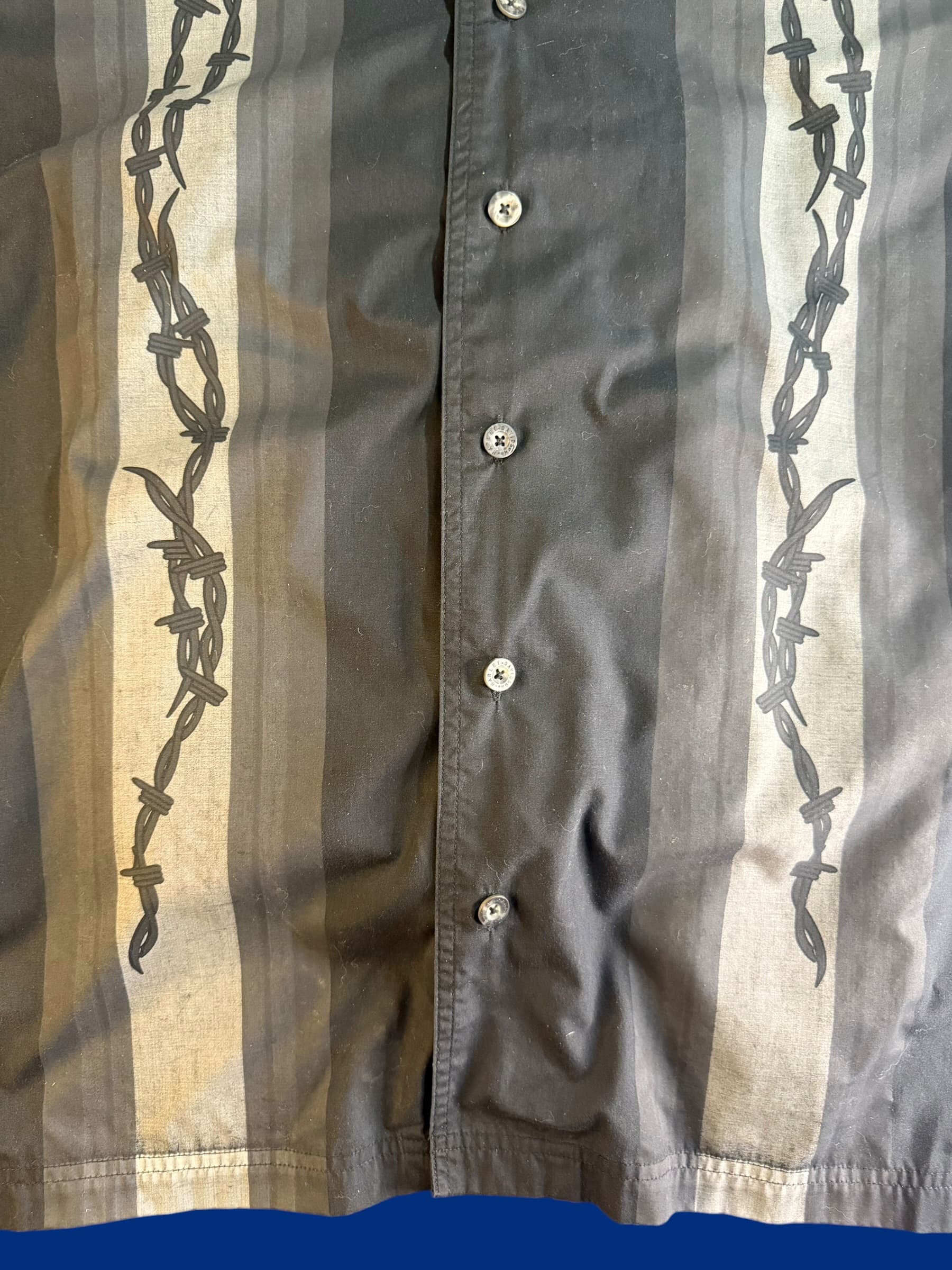 Vintage Harley Davidson 2XL Shirt Barbed Wire Stripe Camp Button Up Biker Y2K - Thumbnail 4