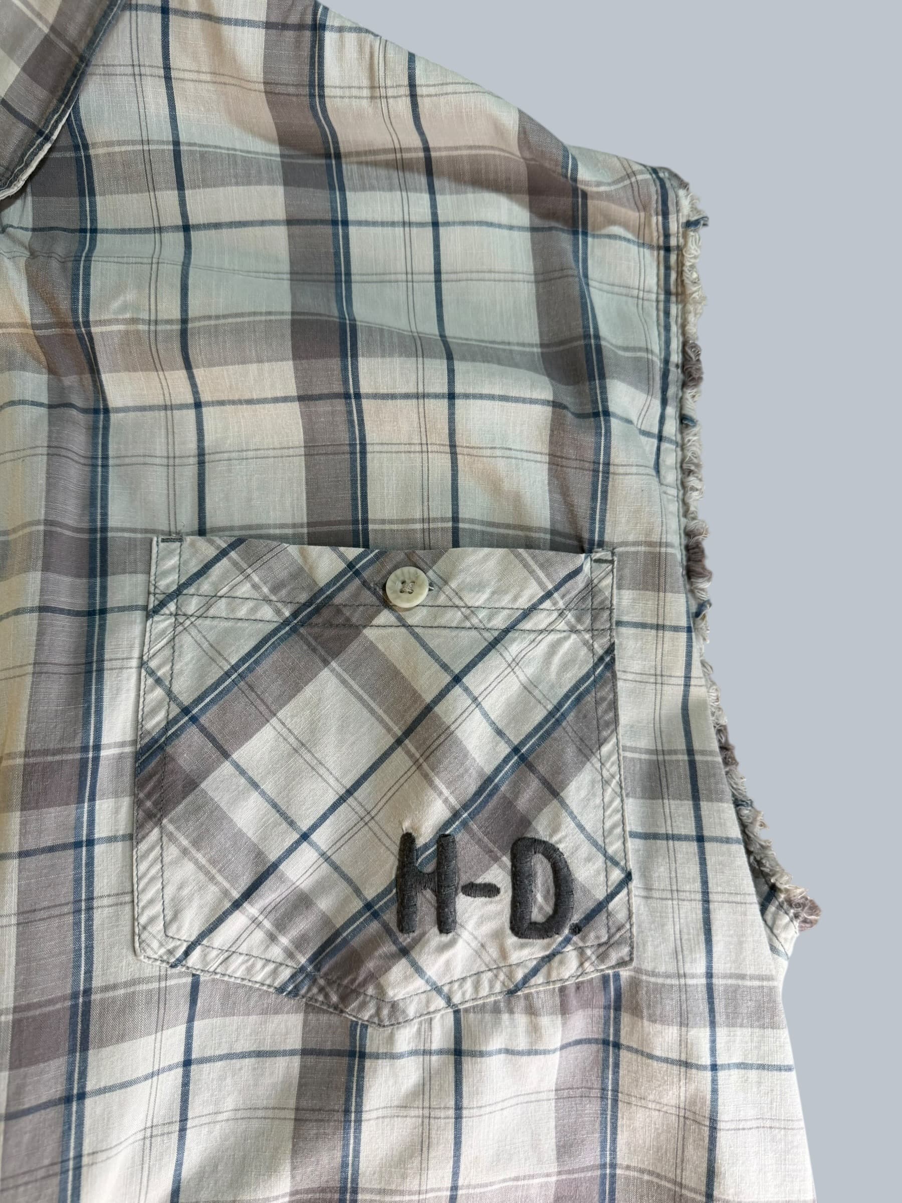 Harley-Davidson Motorcycles Plaid Sleeveless Shirt Vintage Cutoff 2XL H-D Biker - Thumbnail 5