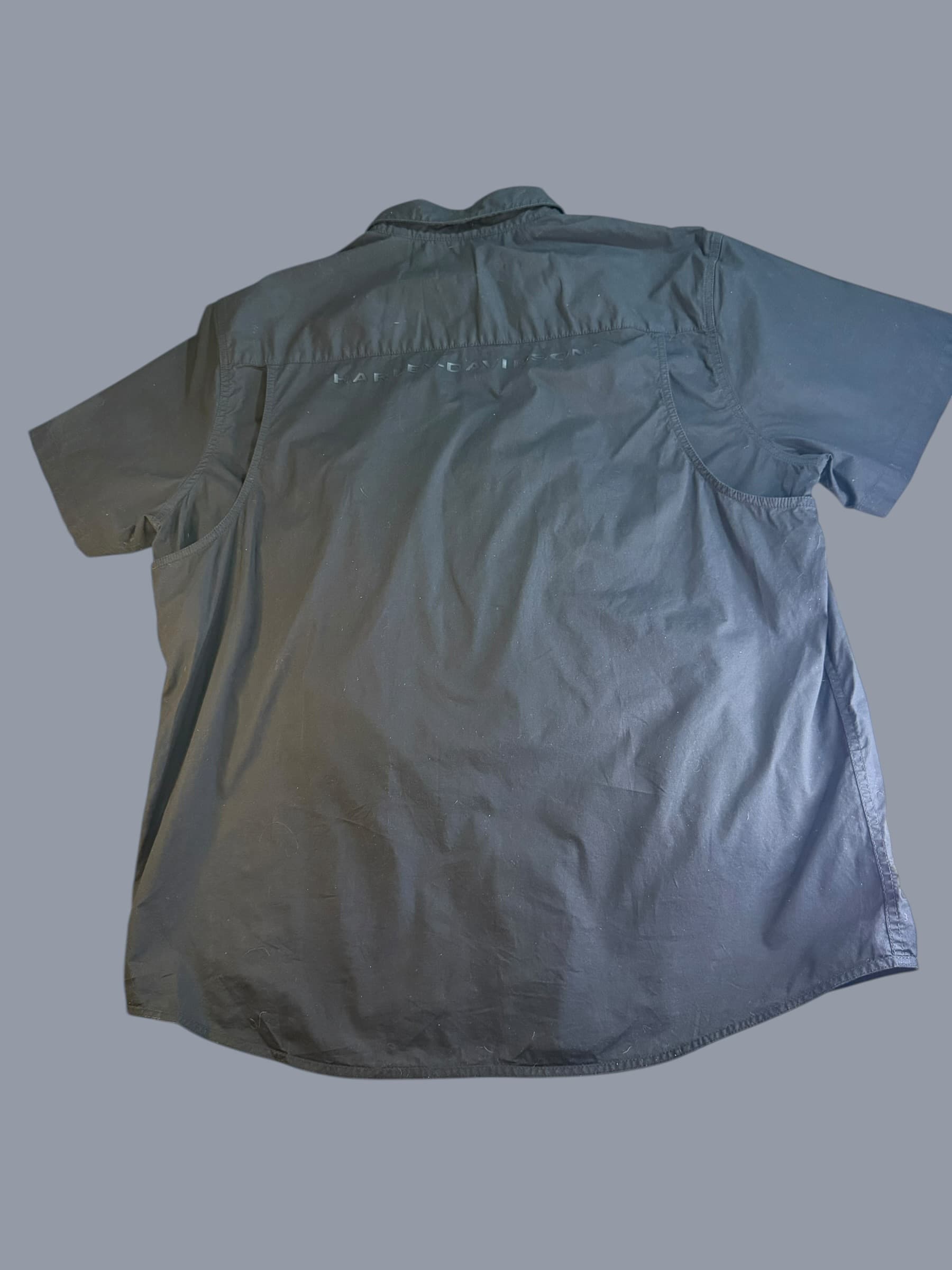 Harley-Davidson Slim Fit Short Sleeve Button Shirt Black 3XL Bar Shield Biker - Thumbnail 2