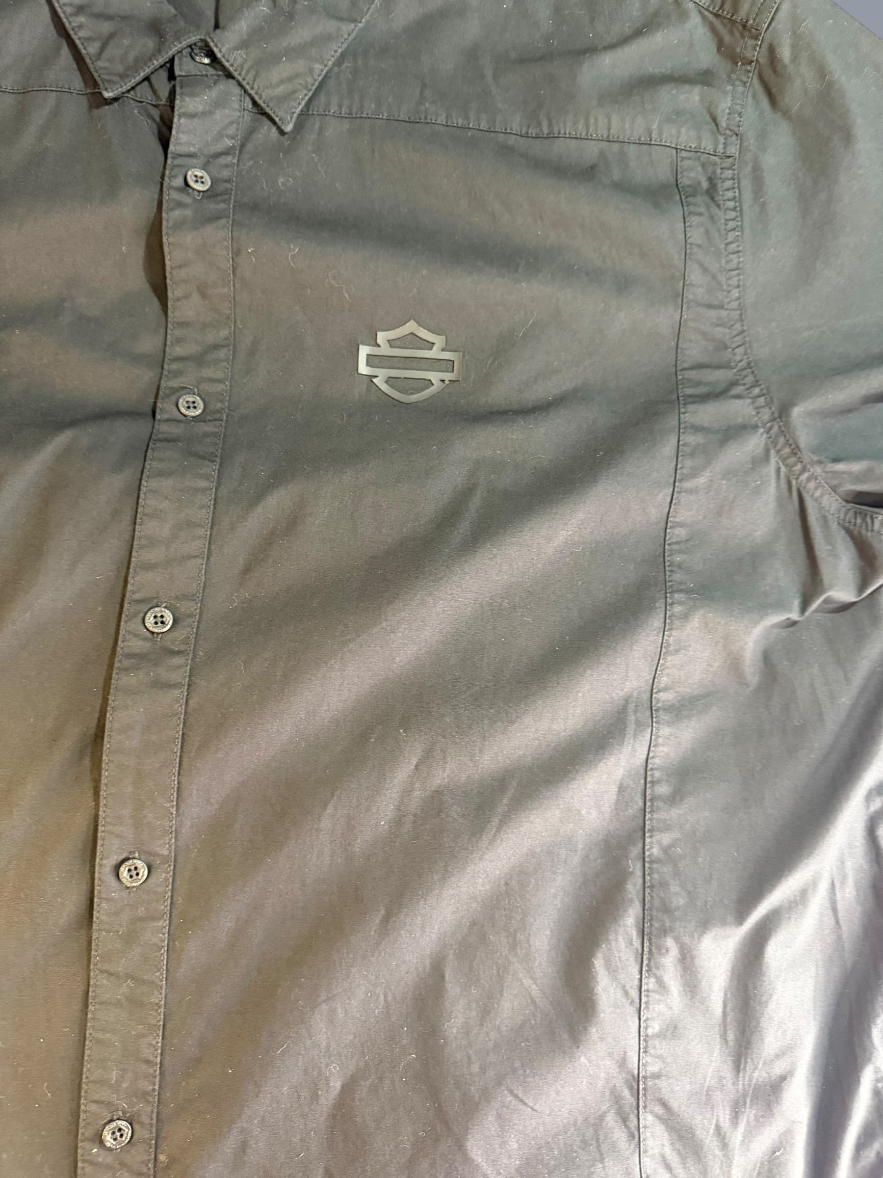 Harley-Davidson Slim Fit Short Sleeve Button Shirt Black 3XL Bar Shield Biker - Thumbnail 4