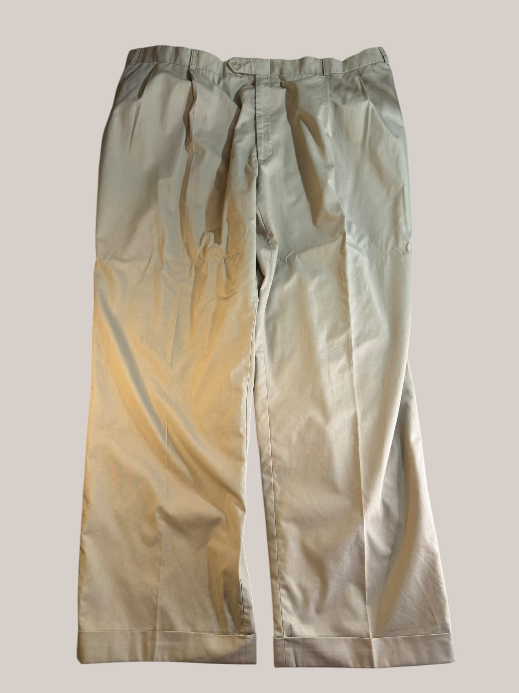 Vintage Pleated Cuffed Khaki Trousers Tan Chino Dress Pants RN 34126 Mens - Image 1