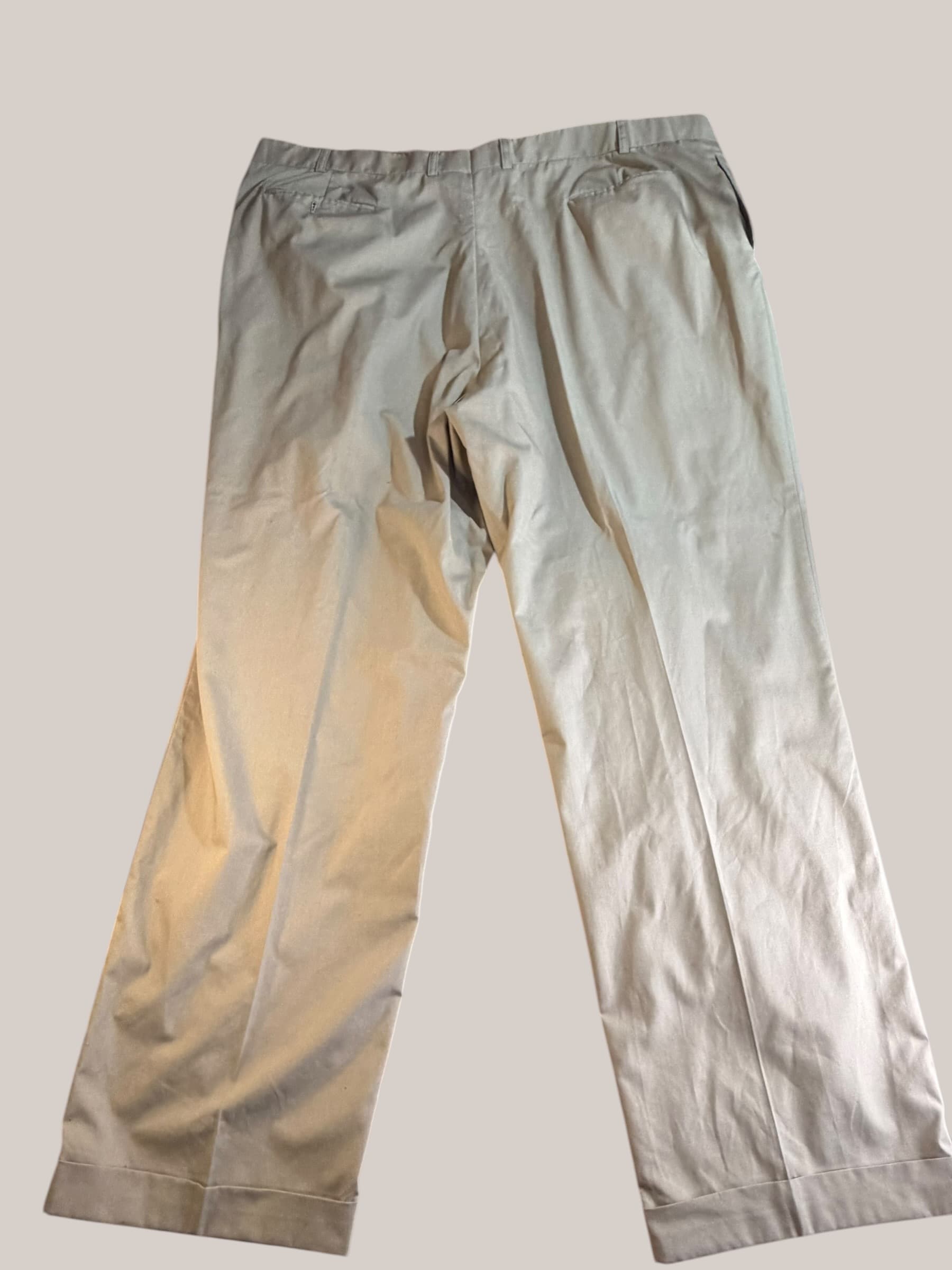 Vintage Pleated Cuffed Khaki Trousers Tan Chino Dress Pants RN 34126 Mens - Thumbnail 2