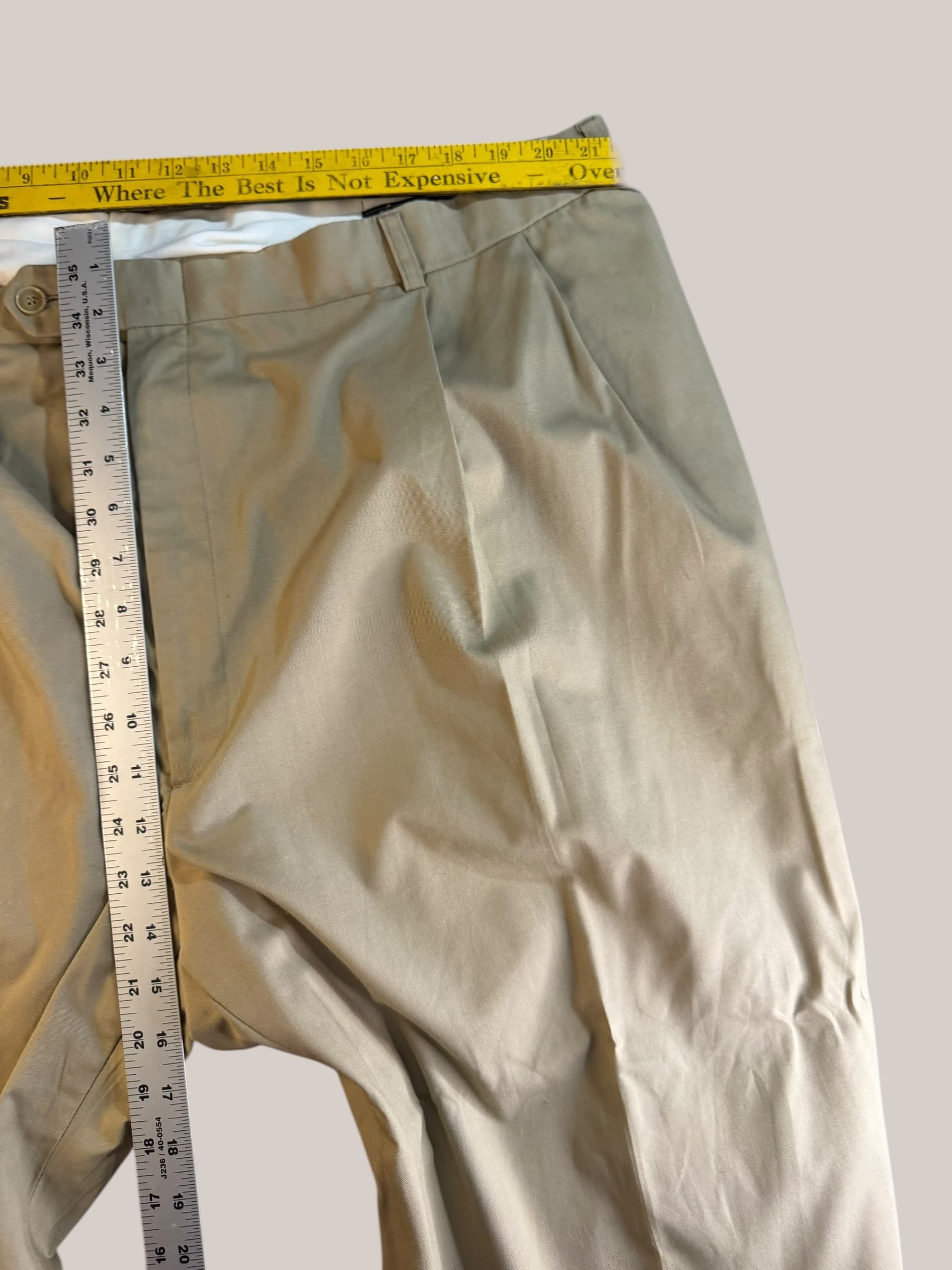 Vintage Pleated Cuffed Khaki Trousers Tan Chino Dress Pants RN 34126 Mens - Thumbnail 4