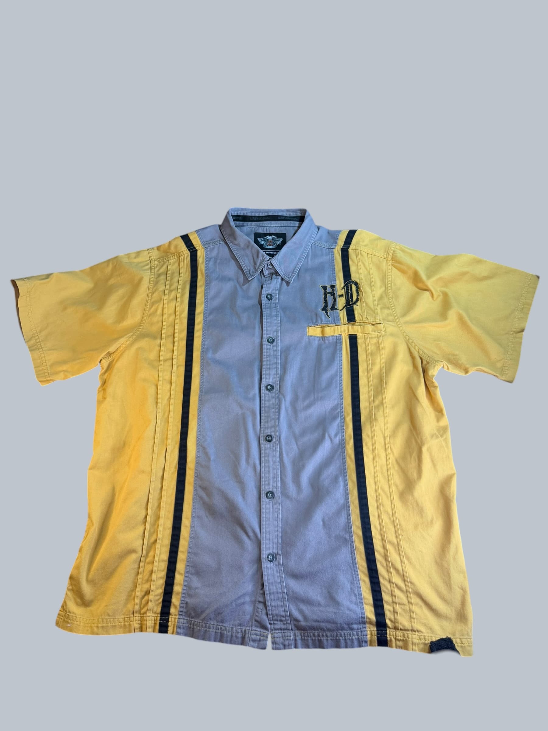 Harley-Davidson Genuine MotorClothes Racing Stripe Shirt Yellow Gray 2XL HD - Image 1