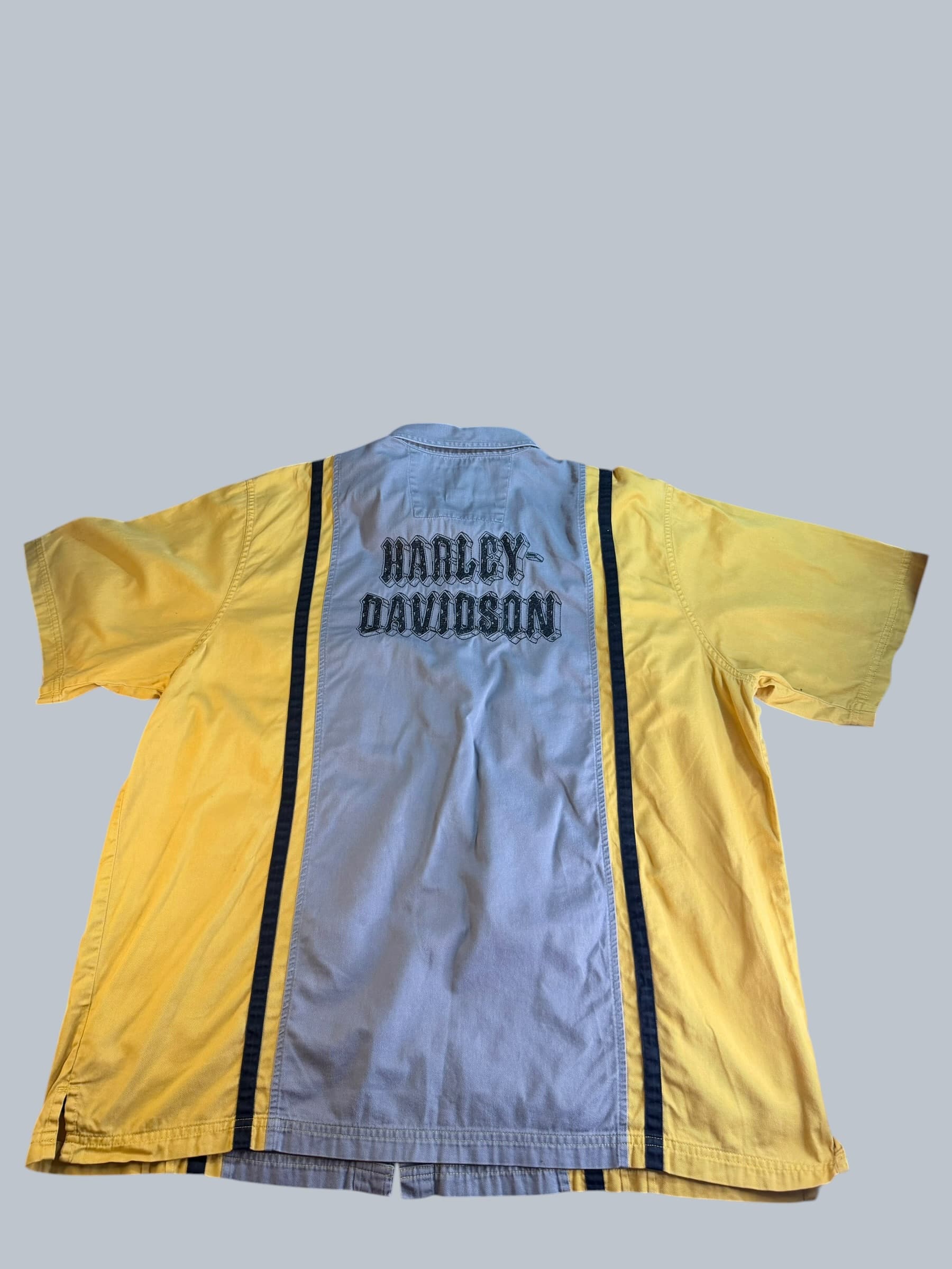 Harley-Davidson Genuine MotorClothes Racing Stripe Shirt Yellow Gray 2XL HD - Thumbnail 2