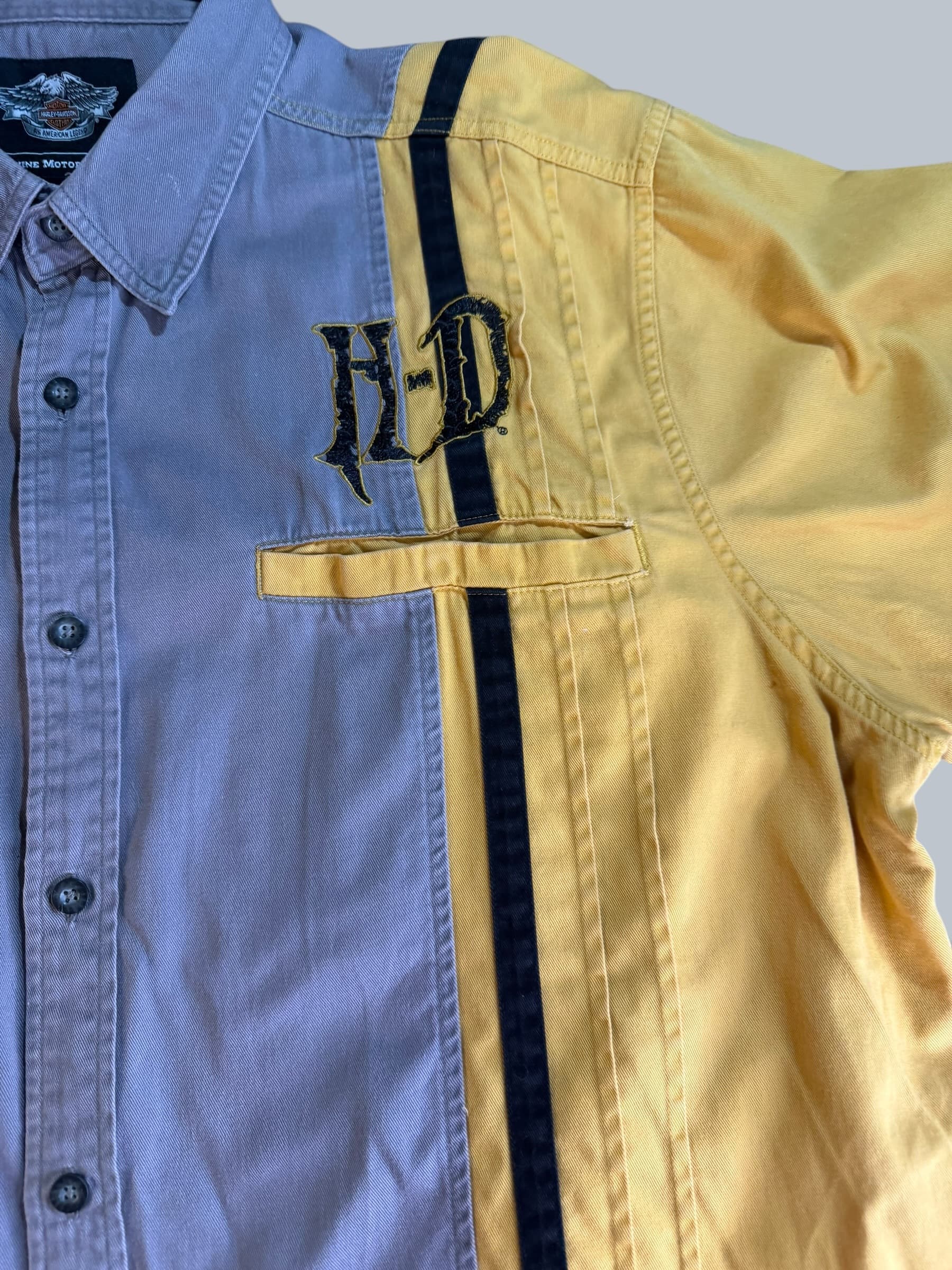 Harley-Davidson Genuine MotorClothes Racing Stripe Shirt Yellow Gray 2XL HD - Thumbnail 4