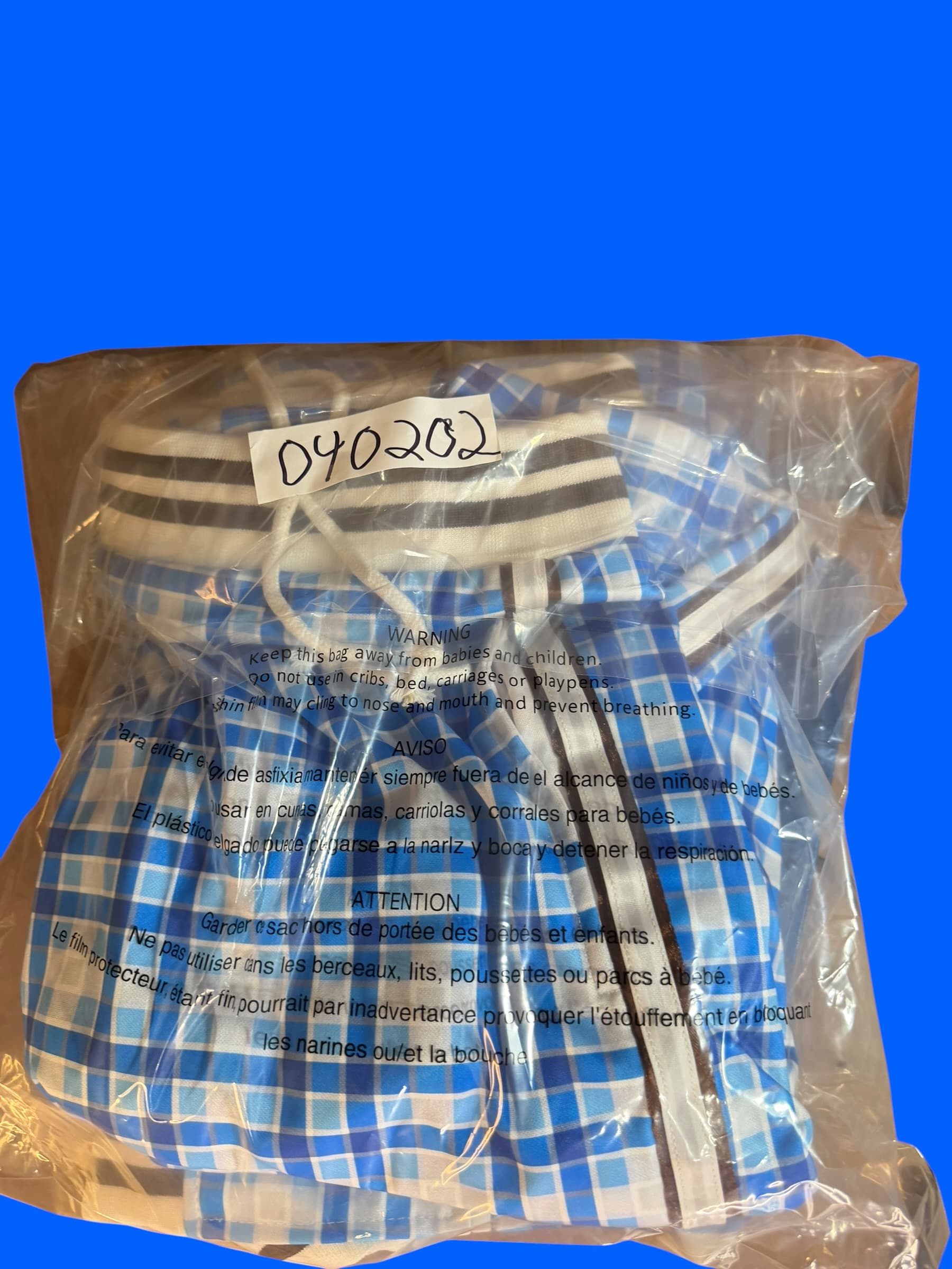 Vintage Plaid Track Suit Set Jacket Pants Blue White Y2K Retro Athletic XL - Thumbnail 7