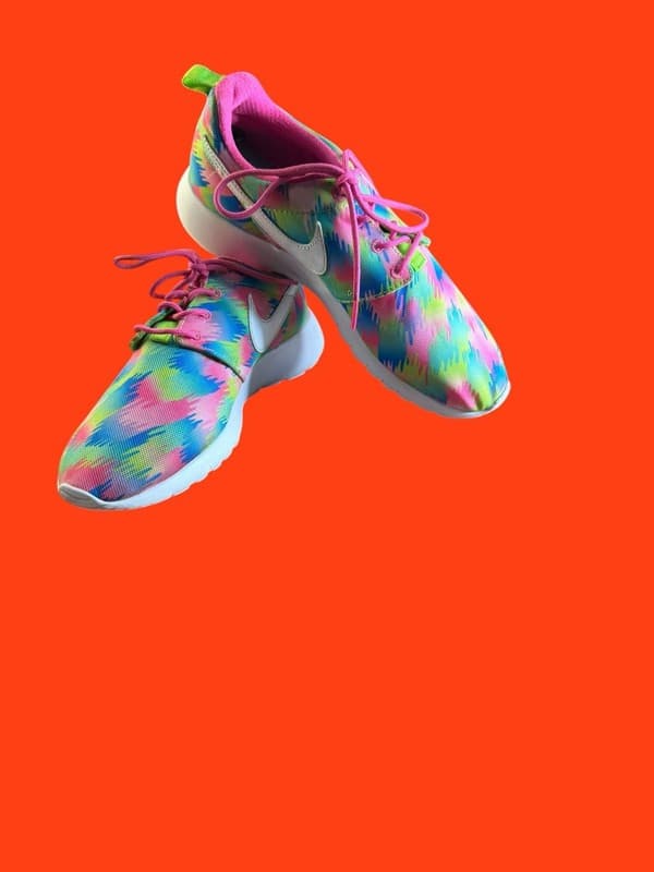 Nike Roshe One Print GS Pink Blast Electric Green Multi-Color 677784-607 - Image 1