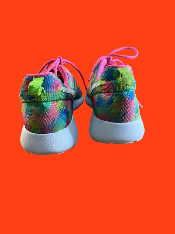 Nike Roshe One Print GS Pink Blast Electric Green Multi-Color 677784-607 - Thumbnail 9