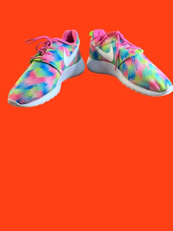 Nike Roshe One Print GS Pink Blast Electric Green Multi-Color 677784-607 - Thumbnail 3