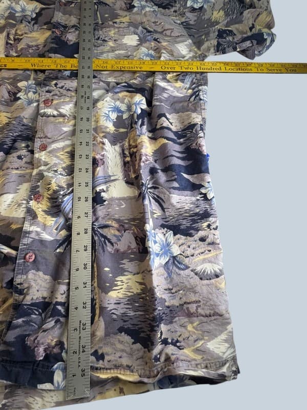 Vintage Point Zero Mens Hawaiian Tropical Palm Tree Floral Button Down Shirt XLT - Thumbnail 4