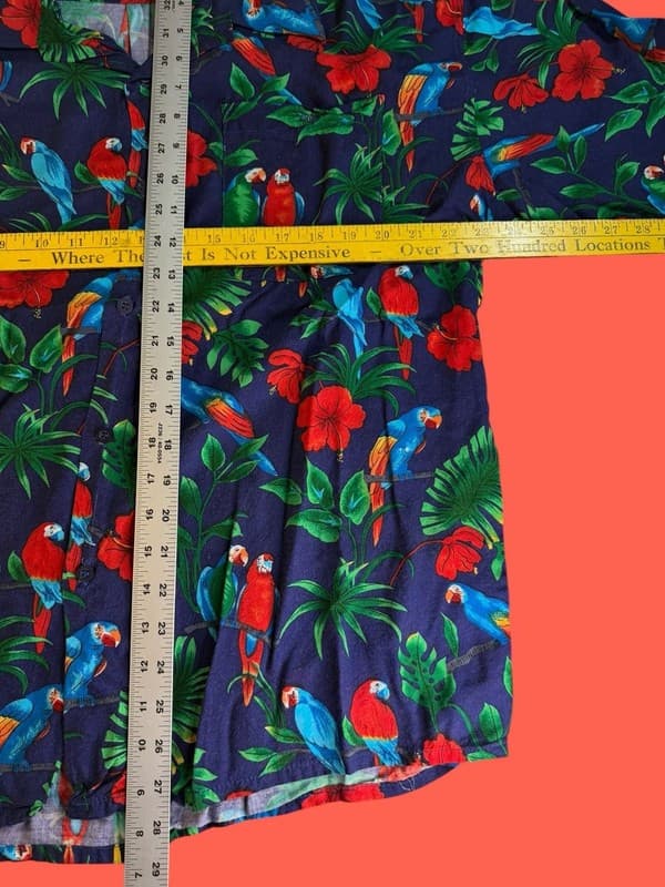 Vintage Hawaiian Pace Men's XL Rayon Tropical Parrot Hibiscus Aloha Shirt - Thumbnail 4