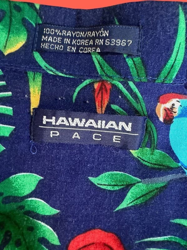Vintage Hawaiian Pace Men's XL Rayon Tropical Parrot Hibiscus Aloha Shirt - Thumbnail 6