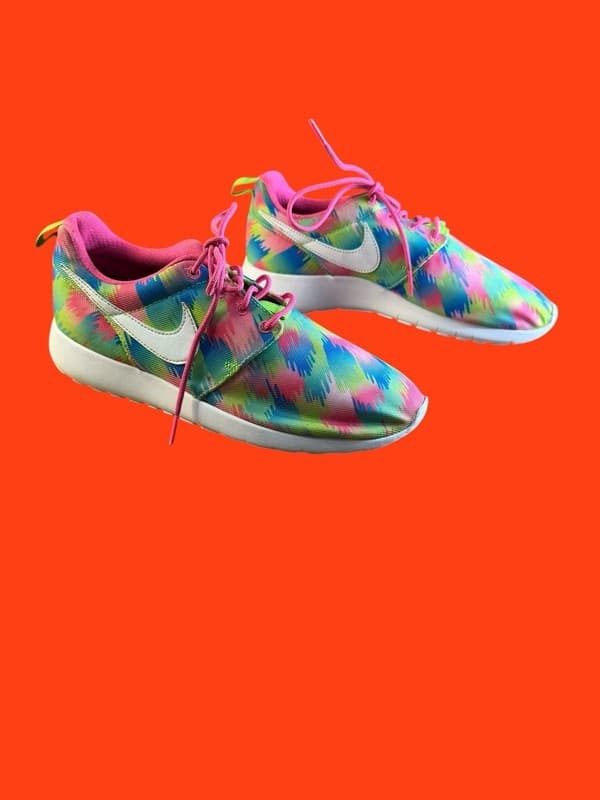 Nike Roshe One Print GS Pink Blast Electric Green Multi-Color 677784-607 - Thumbnail 4
