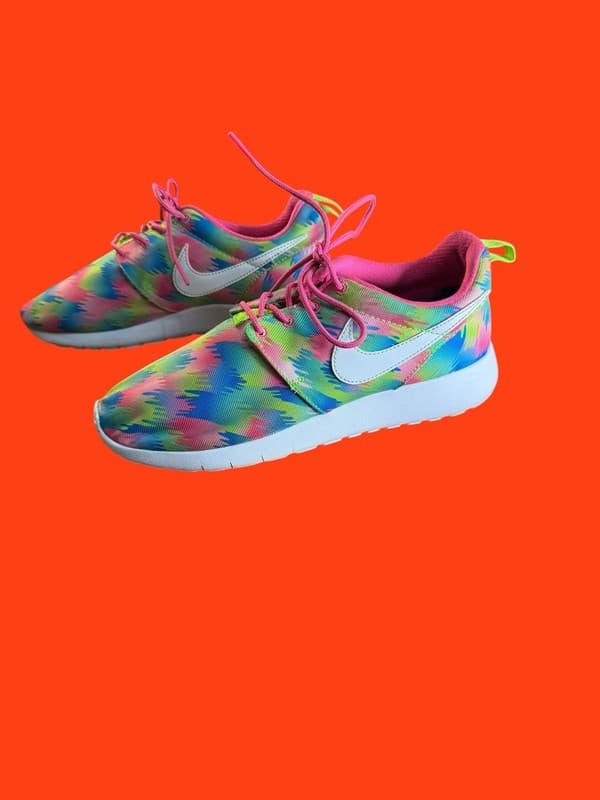 Nike Roshe One Print GS Pink Blast Electric Green Multi-Color 677784-607 - Thumbnail 5