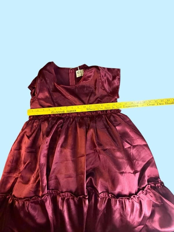 Joyfolie Lorelei Satin Tiered Ruffle Dress in Burgundy Size 12 - Thumbnail 12