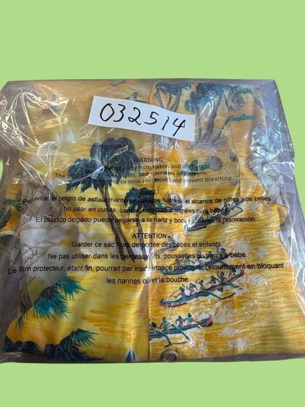 Vintage Ocean Pacific OP Yellow Rayon Hawaiian shirt Men's XL Globe Palm Trees - Thumbnail 6