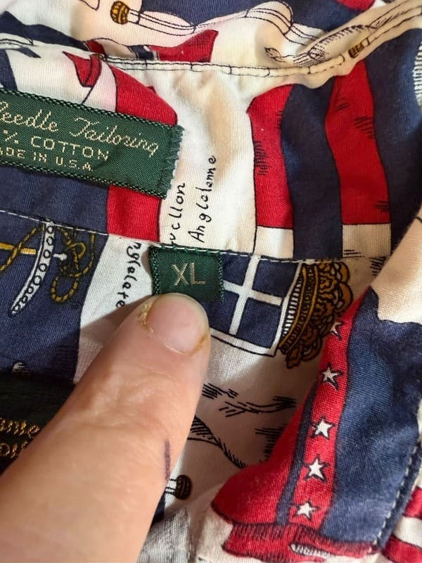 Vintage Canterbury Clothiers Nautical Marine Flag All Over Print Button Shirt XL - Thumbnail 6