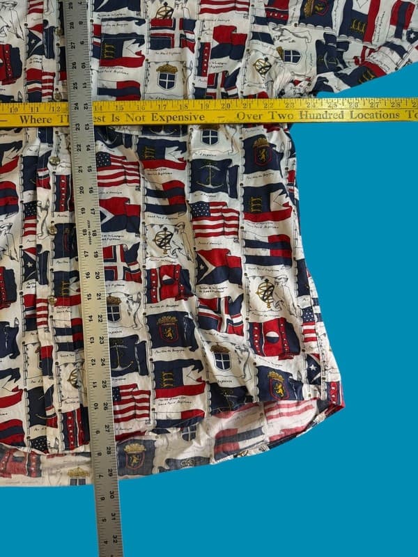 Vintage Canterbury Clothiers Nautical Marine Flag All Over Print Button Shirt XL - Thumbnail 5