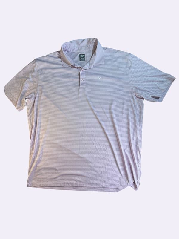 Callaway Opti-Dri Mens XXL Purple White Striped Short Sleeve Golf Polo Shirt - Image 1