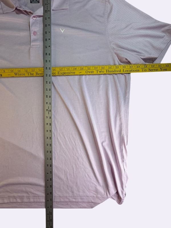 Callaway Opti-Dri Mens XXL Purple White Striped Short Sleeve Golf Polo Shirt - Thumbnail 2