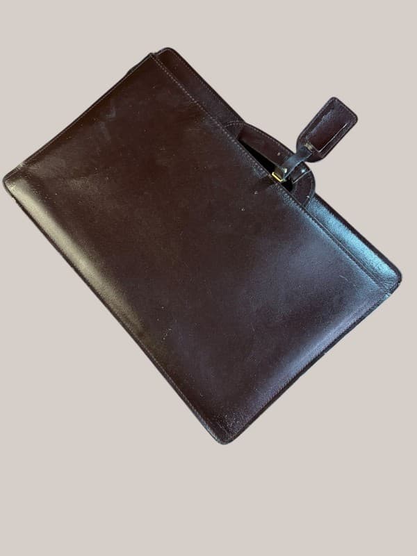 Jaguar Leather Portfolio Briefcase Document Bag Burgundy Gold Hardware - Thumbnail 7