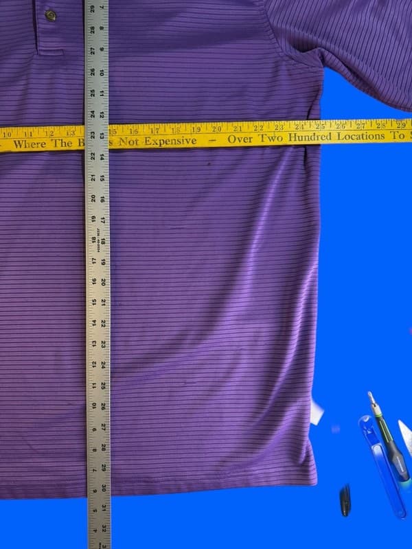 Pebble Beach Performance Men's XXL Purple Striped Short Sleeve Golf Polo - Thumbnail 4