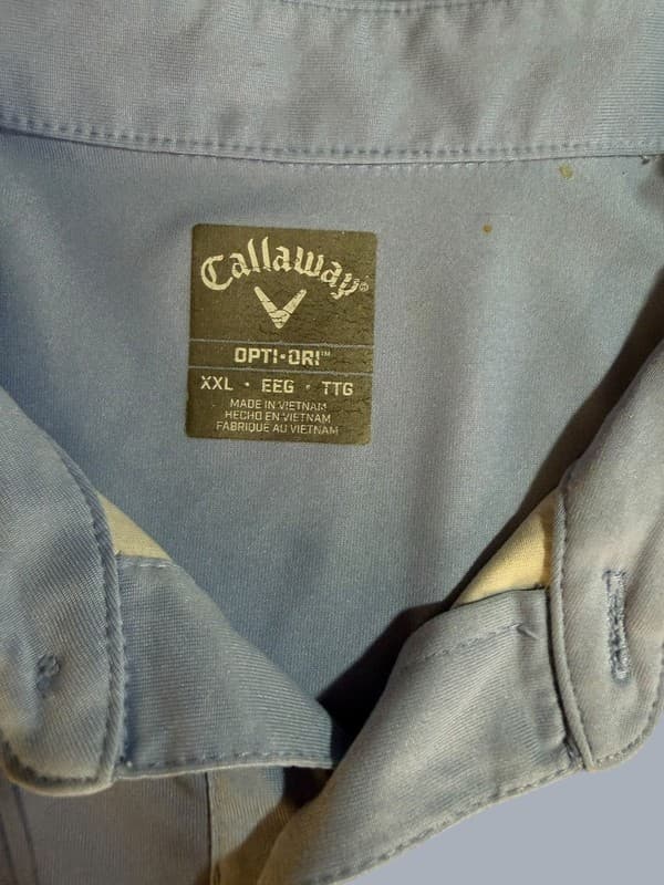 Callaway Opti-Dri Men's XXL Blue Colorblock Striped Performance Golf Polo Shirt - Thumbnail 5