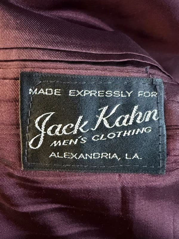 Vintage Jack Kahn Men's Burgundy Hopsack Blazer with Gold Buttons - Thumbnail 5