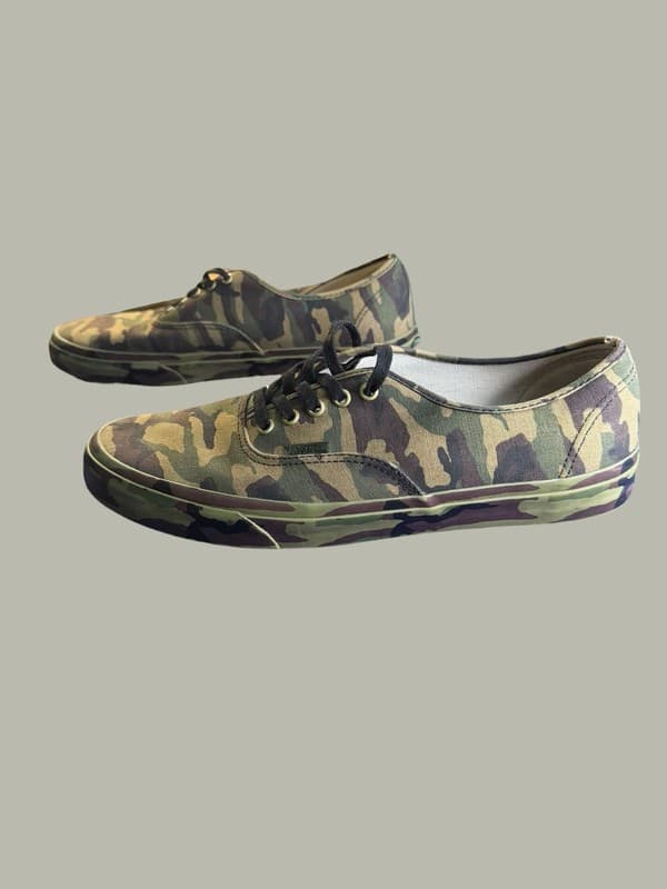 Vans Authentic Mono Print Camo Green Canvas Skate Shoes Men's Size 13 - Thumbnail 3