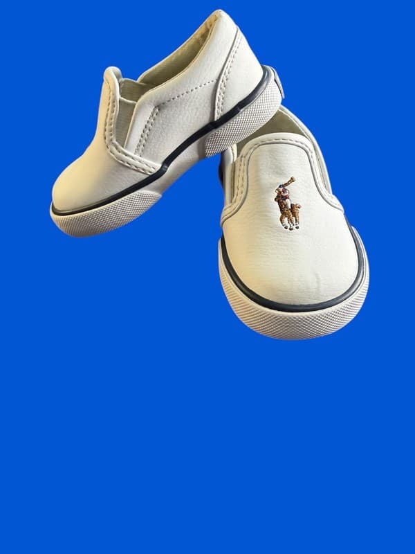 Polo Ralph Lauren Bal Harbour White Faux Leather Slip-On Toddler Shoes 4 - Image 1