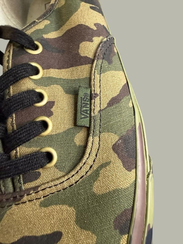 Vans Authentic Mono Print Camo Green Canvas Skate Shoes Men's Size 13 - Thumbnail 4