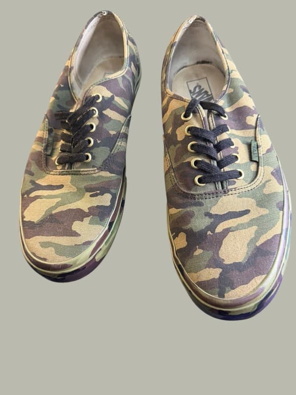 Vans Authentic Mono Print Camo Green Canvas Skate Shoes Men's Size 13 - Thumbnail 5
