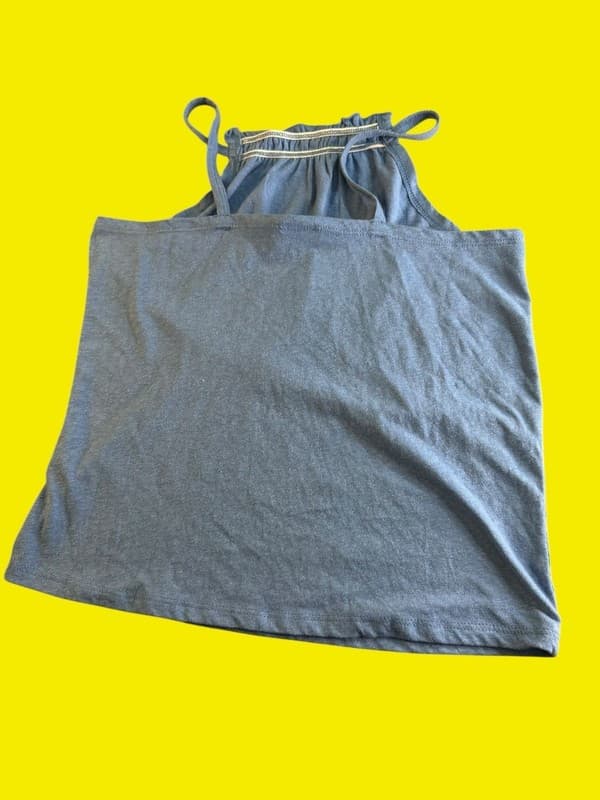 Melrose and Market Blue Smocked High Neck Halter Tank Top XL - Thumbnail 2